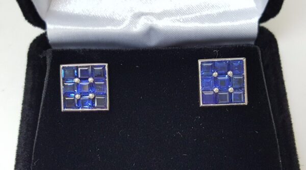 Platinum 1.50ctw Natural Unheated Untreated Blue Sapphire Earrings - Image 5
