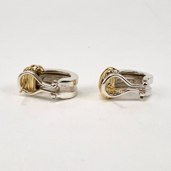 Tiffany & Co Vintage 925 Silver 14k Yellow Gold Atlas Huggie Lever Back Earrings - Image 11
