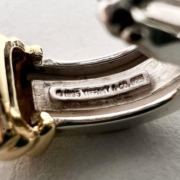 Tiffany & Co Vintage 925 Silver 14k Yellow Gold Atlas Huggie Lever Back Earrings - Image 12