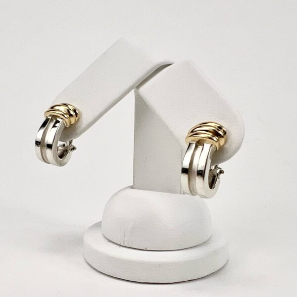 Tiffany & Co Vintage 925 Silver 14k Yellow Gold Atlas Huggie Lever Back Earrings - Image 4