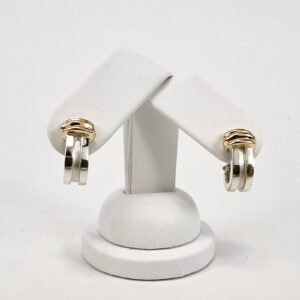 Tiffany & Co Vintage 925 Silver 14k Yellow Gold Atlas Huggie Lever Back Earrings