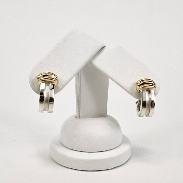 Tiffany & Co Vintage 925 Silver 14k Yellow Gold Atlas Huggie Lever Back Earrings