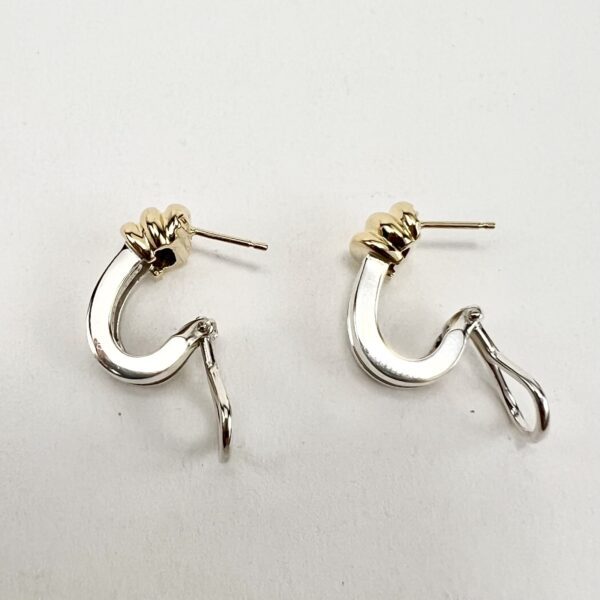 Tiffany & Co Vintage 925 Silver 14k Yellow Gold Atlas Huggie Lever Back Earrings - Image 9