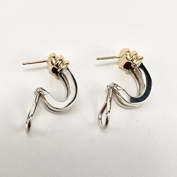 Tiffany & Co Vintage 925 Silver 14k Yellow Gold Atlas Huggie Lever Back Earrings - Image 10