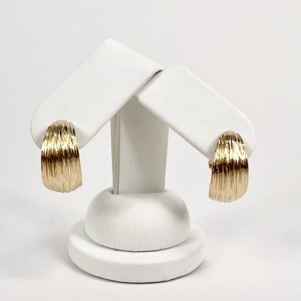Vintage 14k Yellow Gold Textured Hoop Lever Back Earrings
