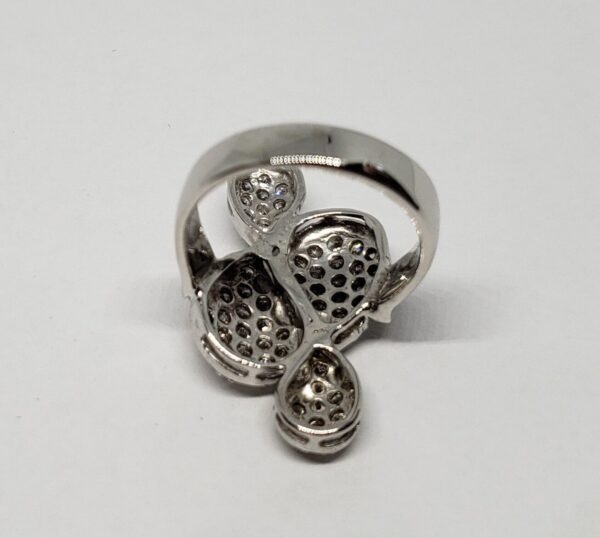 Vintage 18k White Gold .87ctw Round Diamond Cluster Tear Water Drop Unique Ring - Image 6