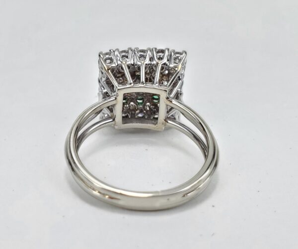 10k White Gold 1.00ctw Natural Emerald Diamond Square Cluster Ring 6.5'' - Image 9