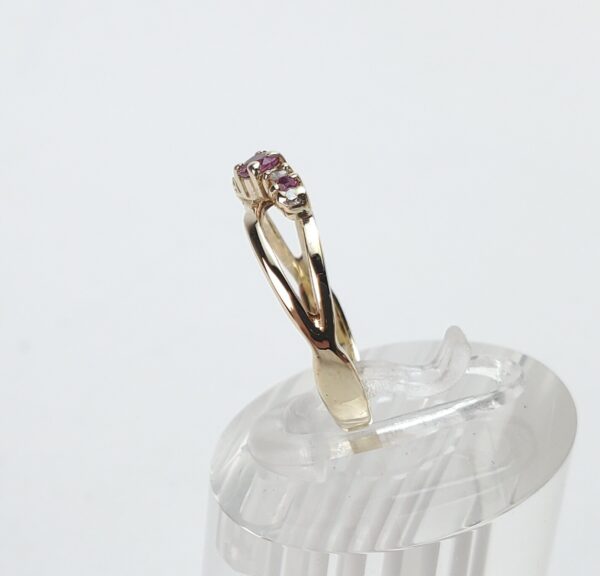 10k Yellow Gold .19ctw Natural Diamond Pink Sapphire Ruby Band Ring 5.5'' - Image 7