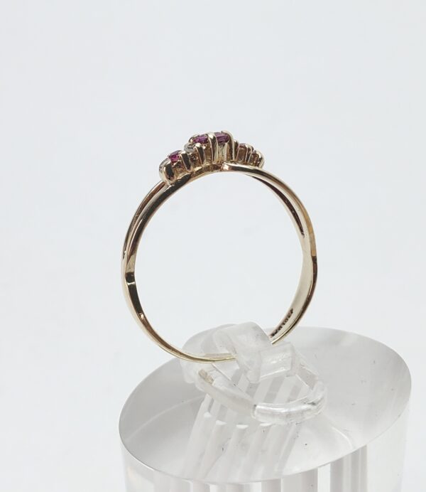 10k Yellow Gold .19ctw Natural Diamond Pink Sapphire Ruby Band Ring 5.5'' - Image 8