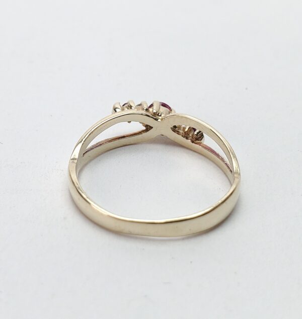 10k Yellow Gold .19ctw Natural Diamond Pink Sapphire Ruby Band Ring 5.5'' - Image 9