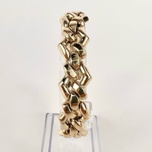 14k Italian Yellow Gold 16mm Vintage Wide Weave Fancy Custom Link Bracelet 7.5''