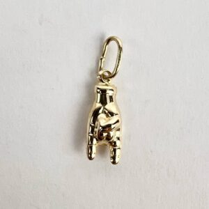 14k Italian Yellow Gold Mano Cornuto Hand Luck Charm Pendant