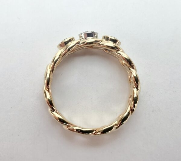 14k Multi-Tone Gold .48ctw Blue Sapphire Diamond Curb Link Band Ring 6.5'' - Image 10