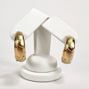 14k Multi-Tone Gold Textured Hoop Earrings