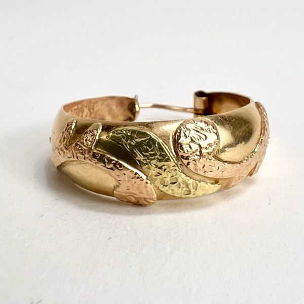 14k Multi-Tone Gold Textured Hoop Earrings - Image 8