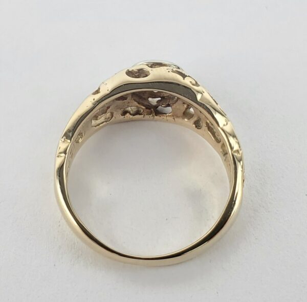 14k Two Tone White Yellow Gold .45ct Diamond Open Work Solitaire Ring 5.25'' - Image 8