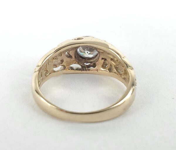 14k Two Tone White Yellow Gold .45ct Diamond Open Work Solitaire Ring 5.25'' - Image 9