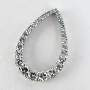 14k White Gold 1.25ctw G/H SI Diamond Teardrop Slider Pendant 1''