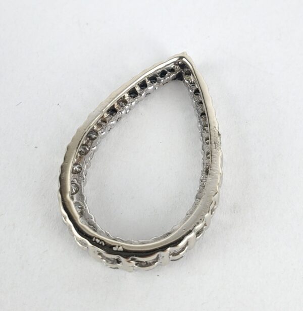 14k White Gold 1.25ctw G/H SI Diamond Teardrop Slider Pendant 1'' - Image 6