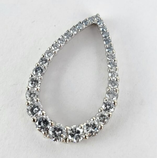 14k White Gold 1.25ctw G/H SI Diamond Teardrop Slider Pendant 1''