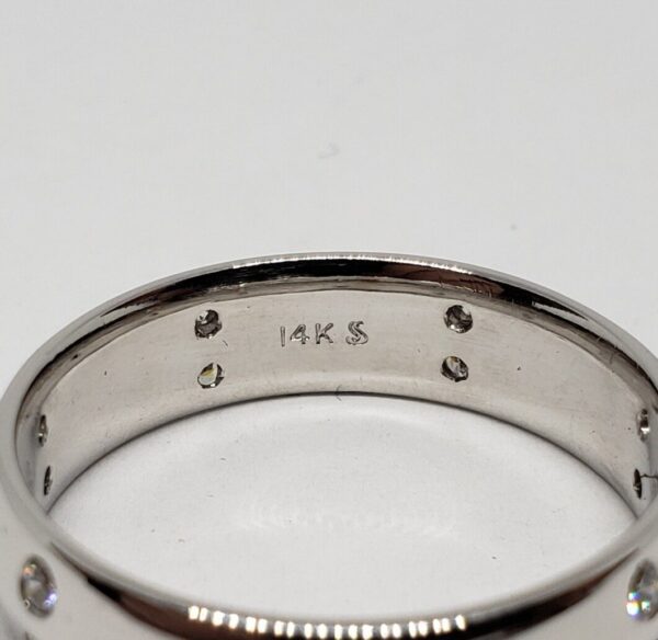 14k White Gold .42ctw H VS/SI Diamond Eternity Band Men's Wedding Ring 11'' 6mm - Image 5