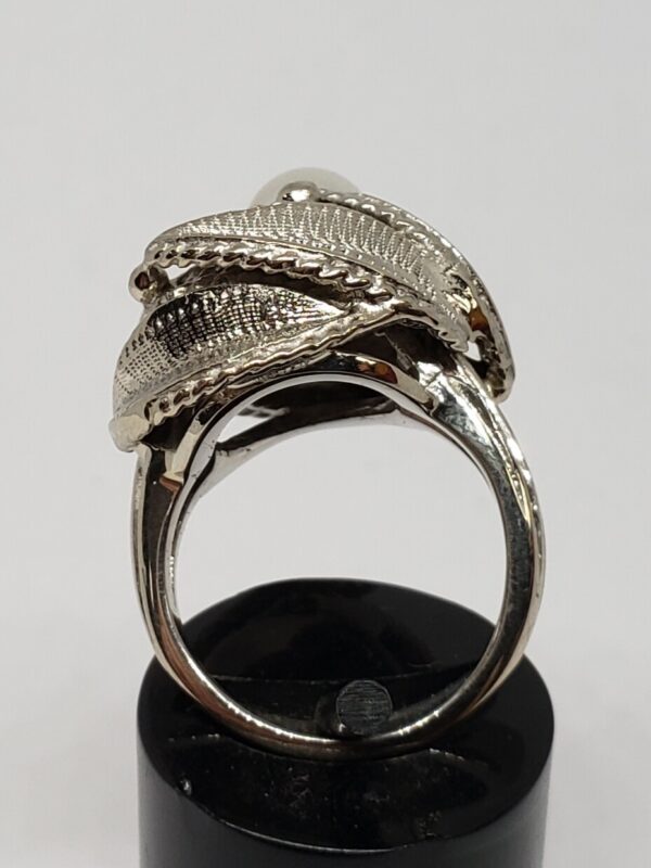 14k White Gold 7mm Pearl Leaf Plant Palm Leaves Nature Ring Hallmark Happiness - Image 6