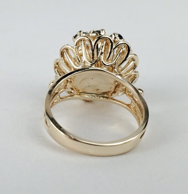 14k Yellow Gold 1.08ctw Blue Sapphire Cluster Flower Floral Cocktail Ring 5'' - Image 12