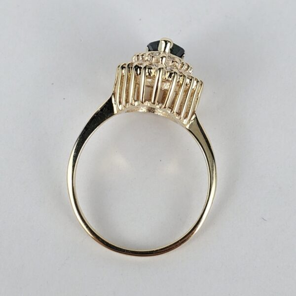 14k Yellow Gold 1.12ctw Pear Shape Blue Sapphire Diamond Double Halo Ring 6.75'' - Image 11