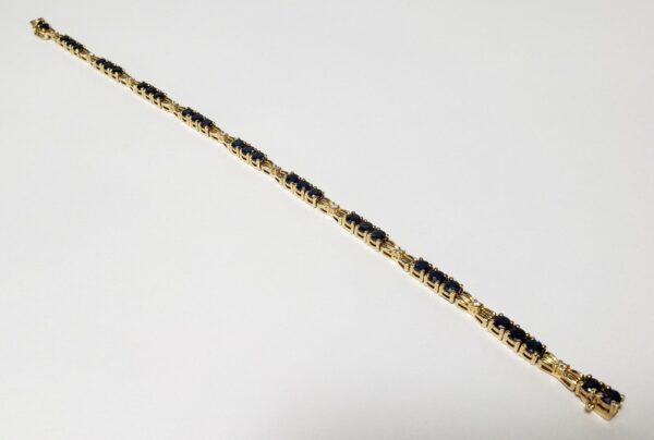 14k Yellow Gold 1.60ctw Natural Blue Sapphire Diamond Bow Bracelet 7 1/2'' - Image 4