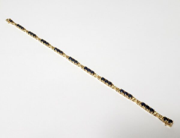 14k Yellow Gold 1.60ctw Natural Blue Sapphire Diamond Bow Bracelet 7 1/2'' - Image 5