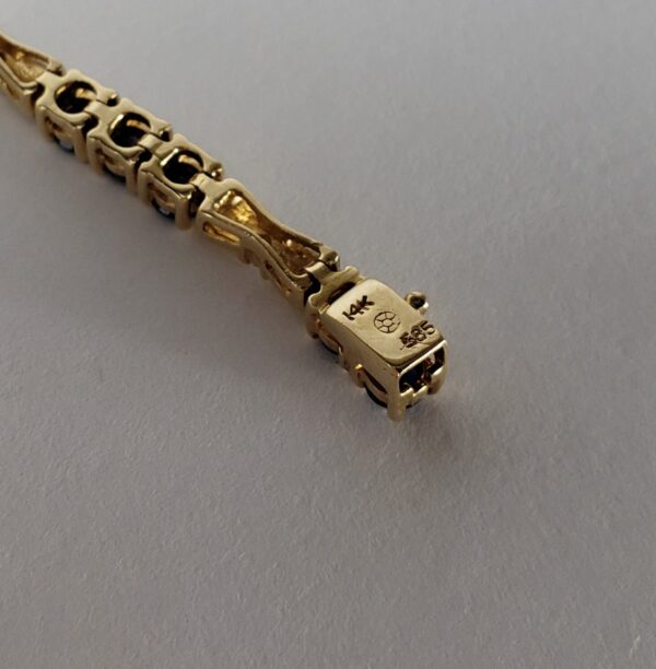 14k Yellow Gold 1.60ctw Natural Blue Sapphire Diamond Bow Bracelet 7 1/2'' - Image 8
