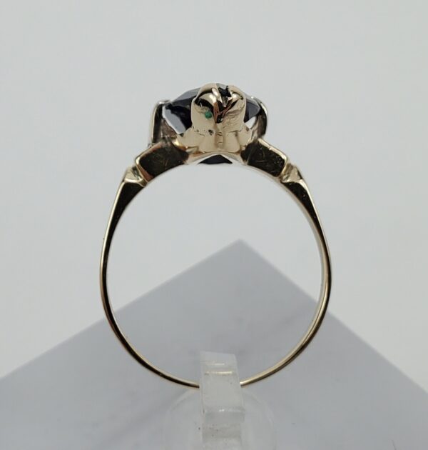 14k Yellow Gold 2.50ctw Lab Grown Marquise Cut Blue Sapphire Solitaire Ring - Image 7