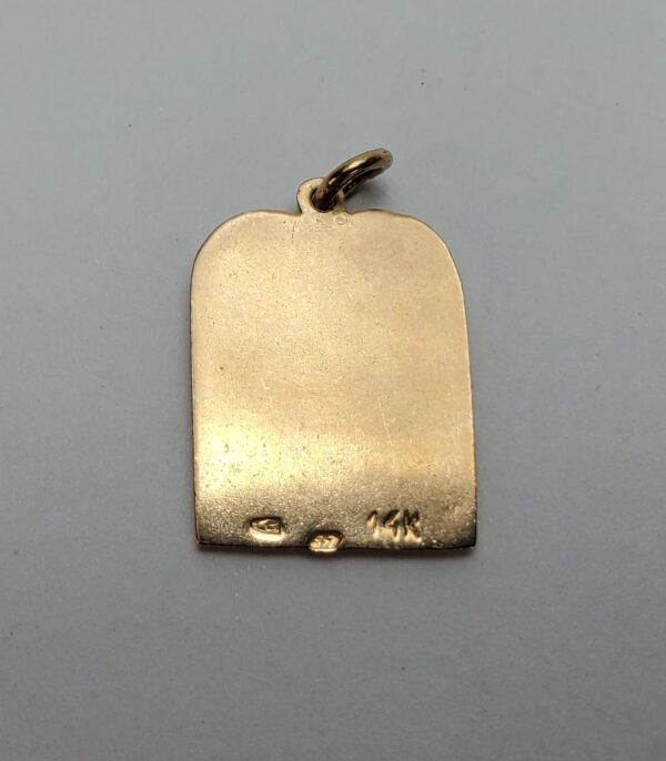 14k Yellow Gold Enamel 10 Ten Commandments Tablets Dangle Dangling Drop Pendant - Image 6