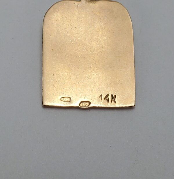 14k Yellow Gold Enamel 10 Ten Commandments Tablets Dangle Dangling Drop Pendant - Image 7