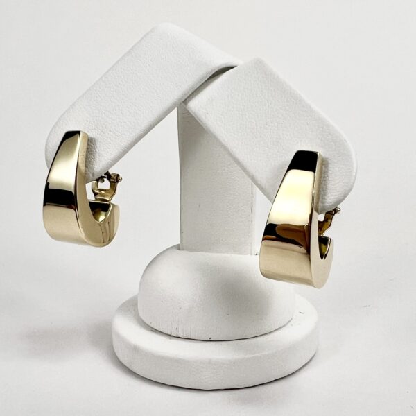 14k Yellow Gold J-Hoop Lever Back Earrings - Image 4