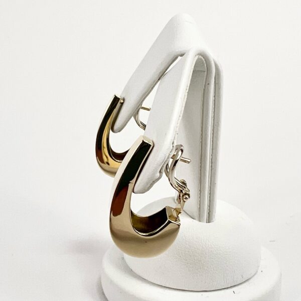 14k Yellow Gold J-Hoop Lever Back Earrings - Image 5