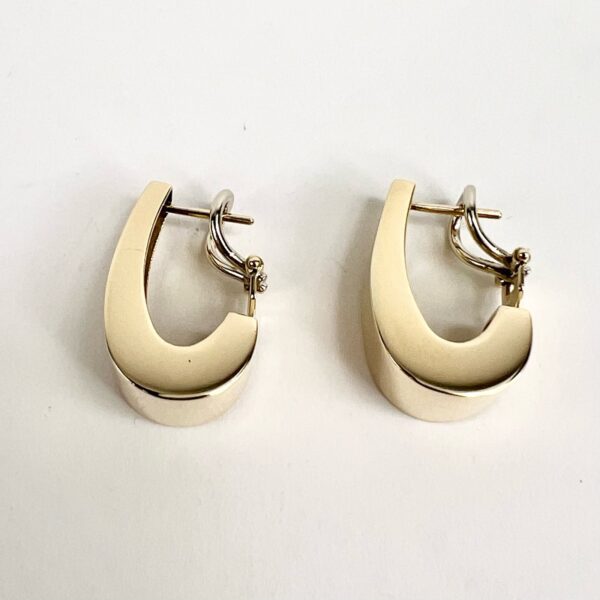 14k Yellow Gold J-Hoop Lever Back Earrings - Image 6