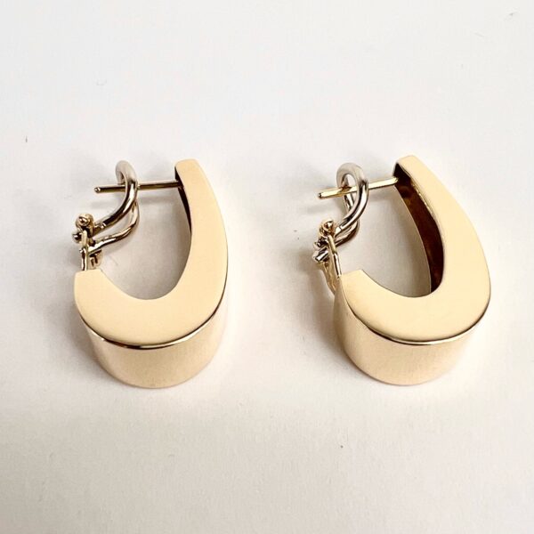 14k Yellow Gold J-Hoop Lever Back Earrings - Image 7