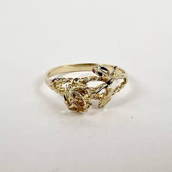 14k Yellow Gold Rose Flower Ring 7.75'' - Image 3