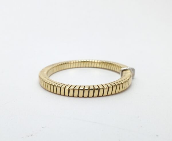 18k Multi-Tone Gold Diamond Squared Tubogas Coil Style Flexible Cuff Bracelet - Image 4