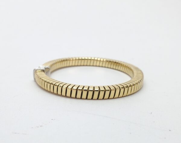 18k Multi-Tone Gold Diamond Squared Tubogas Coil Style Flexible Cuff Bracelet - Image 5