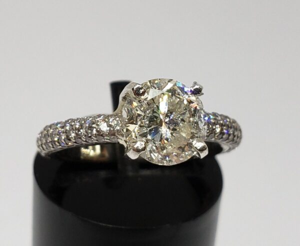 18k White Gold GIA Certified 1.56c J/I2 Diamond Engagement 2.84ctw Wedding Ring - Image 3