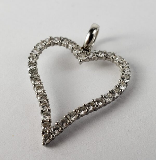 18k White Gold Open Heart Dangle Large Drop Dangle Love Charm Pendant - Image 3