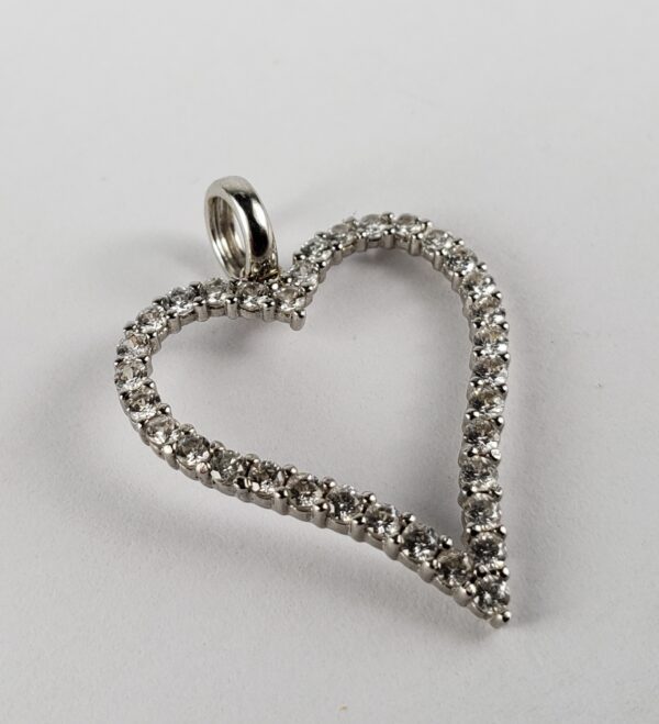 18k White Gold Open Heart Dangle Large Drop Dangle Love Charm Pendant - Image 4