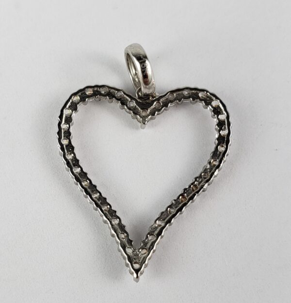 18k White Gold Open Heart Dangle Large Drop Dangle Love Charm Pendant - Image 5