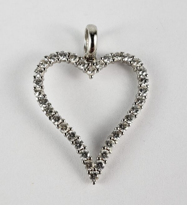 18k White Gold Open Heart Dangle Large Drop Dangle Love Charm Pendant