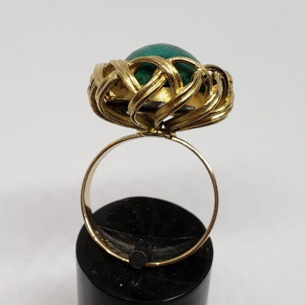 18k Yellow Gold Large Solitaire Eilat Stone Unique Weave Ring Elias Made in Peru - Image 5