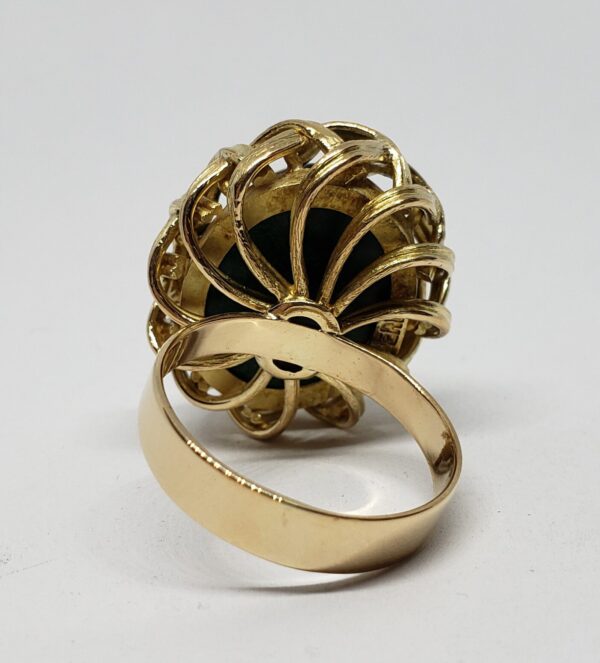 18k Yellow Gold Large Solitaire Eilat Stone Unique Weave Ring Elias Made in Peru - Image 6