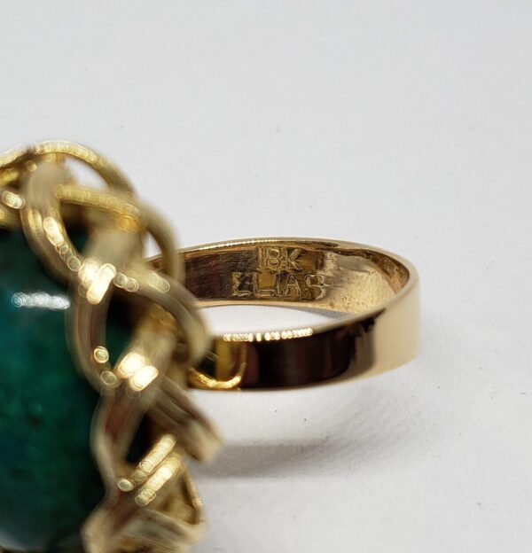 18k Yellow Gold Large Solitaire Eilat Stone Unique Weave Ring Elias Made in Peru - Image 7