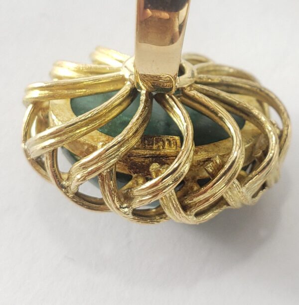 18k Yellow Gold Large Solitaire Eilat Stone Unique Weave Ring Elias Made in Peru - Image 8